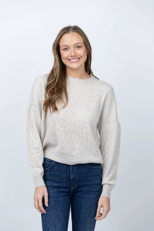 Brochu Walker Arie Crewneck Sweater in Mist Melange Collared Crew Neck Turtle Neck