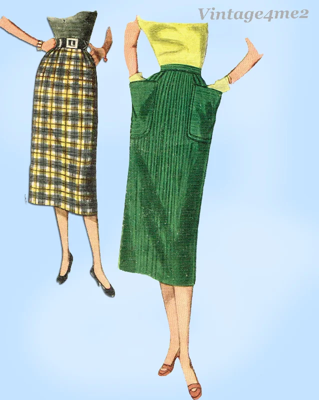 1950s Vintage Simplicity Sewing Pattern 4377 Uncut Misses Easy Day Skirt Sz 24 W satin skirt smooth