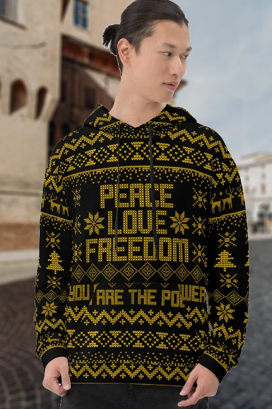 Peace Love and Freedom Ugly Holiday Sweater Unisex Hoodie Long Sweater Short Sweater Cropped Sweater