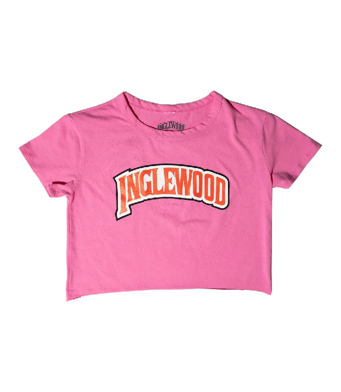 Inglewood Crop Top Pink Wool Fabric Cashmere Fabric Tweed Fabric