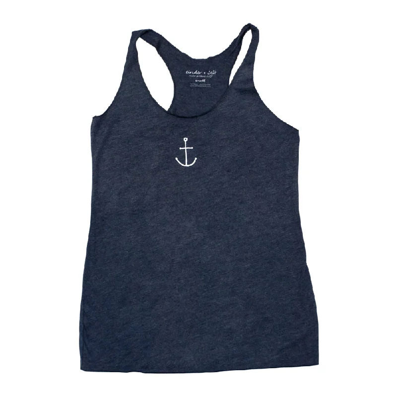 Tiny Anchor Ladies Racerback Tank black tank top