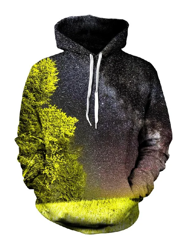 Bright Night Forest Galaxy Pullover Hoodie Hoodie with Slit Hem Functional Movement