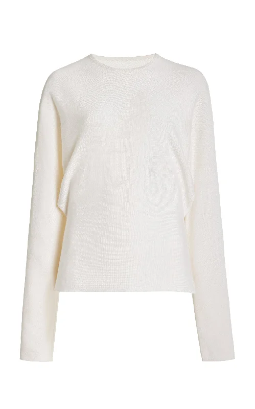 Theodore Knit Sweater in Ivory Cashmere Silk Sequined Glittery Shiny