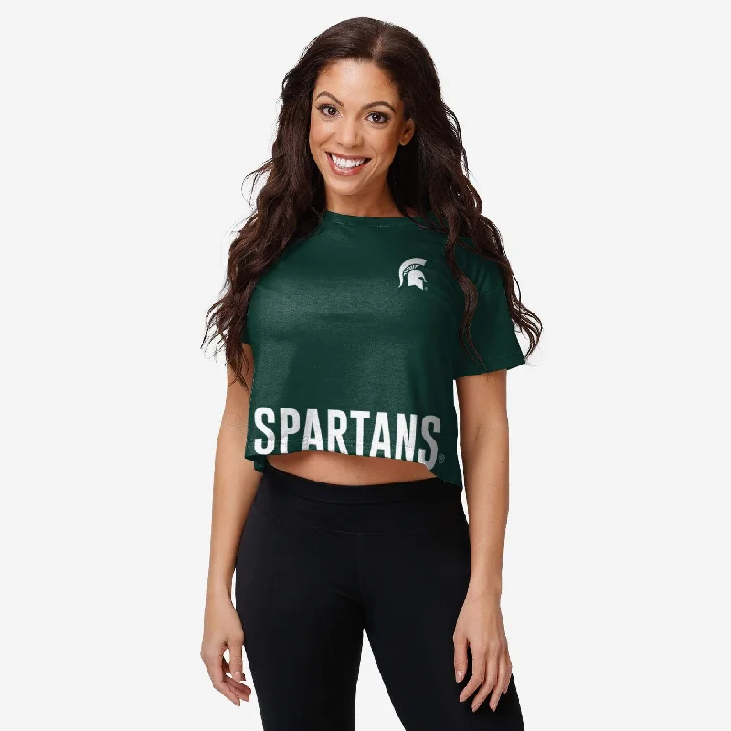 Michigan State Spartans Womens Bottom Line Crop Top Machine Wash Dry Clean Hand Wash