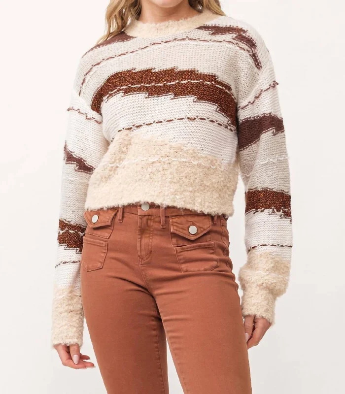 Gabriela Sweater In Toasted Gingerbread High Neck Crew Neck V-Neck