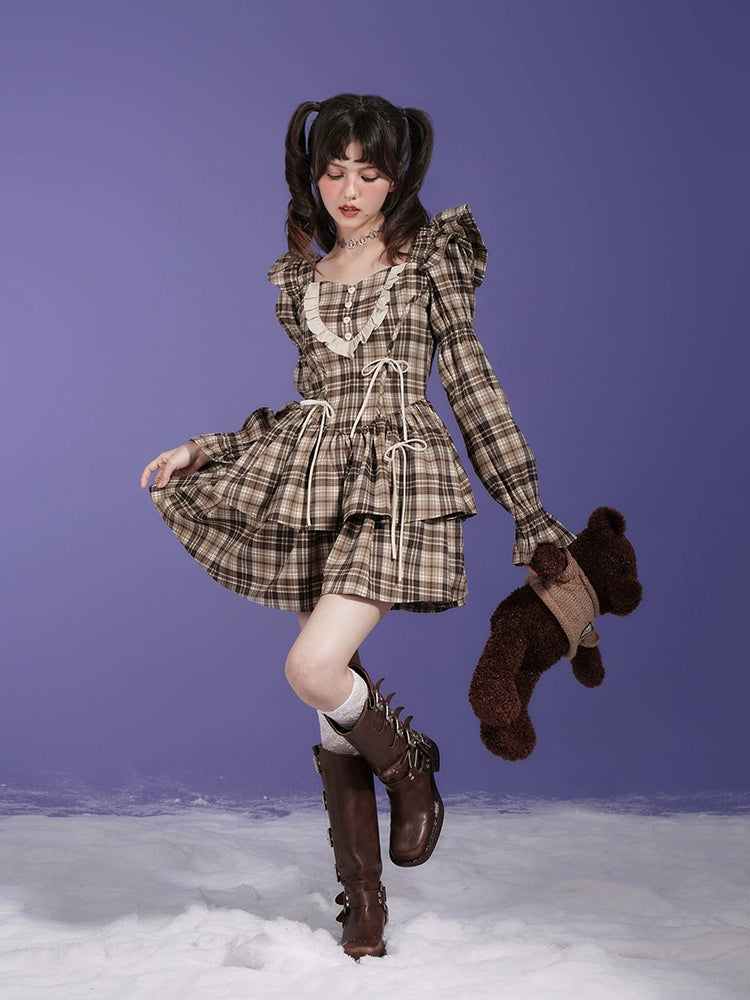 Plaid princess dress【s0000007076】 Tunics Summer linen