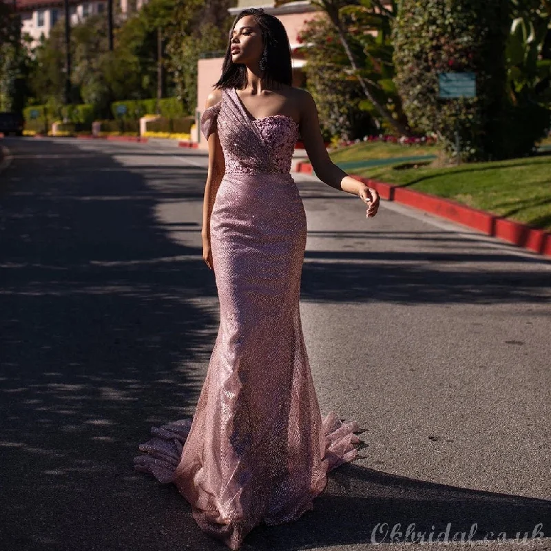 Charming One Shoulder Mermaid Sequin Backless Sparly Prom Dress, FC3834 Tunics Cozy comfortable Charming One Shoulder Mermaid Sequin Backless Sparly Prom Dress, FC3834 Tunics Cozy comfortable