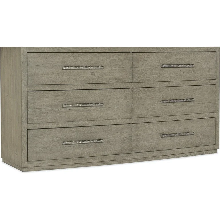 Weston Six Drawer Dresser - Beige Brown Natural Off White - Wood - Low Tunics Plaid country Weston Six Drawer Dresser - Beige Brown Natural Off White - Wood - Low Tunics Plaid country