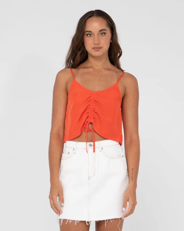 Rusty Porter Ruched Cami Crop Top Thin Crop Top Open Front Quick Dry