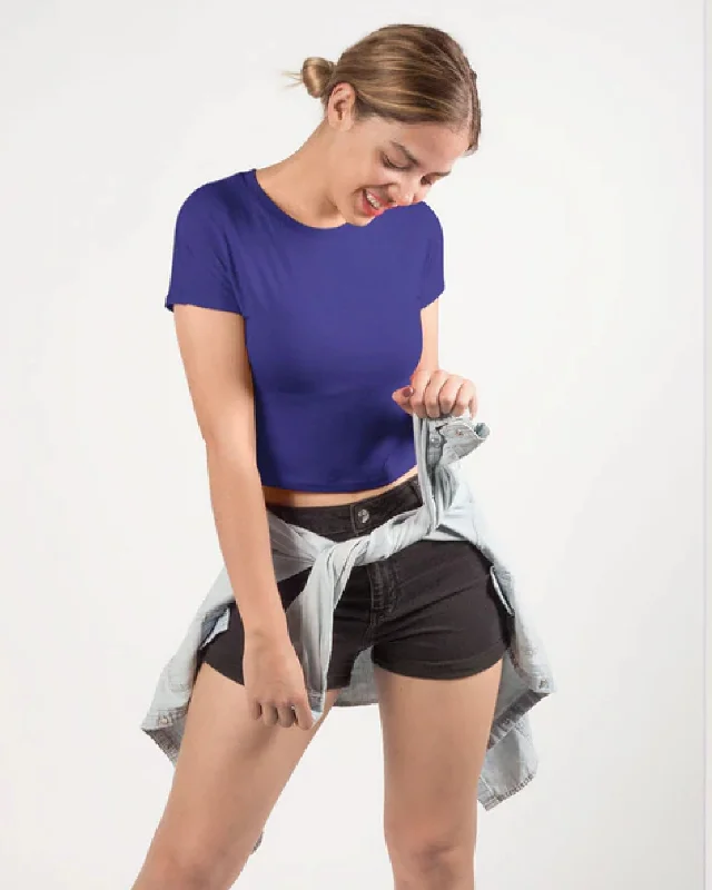 Crop Top: Royal Blue Cotton Fabric Linen Fabric Terry Fabric