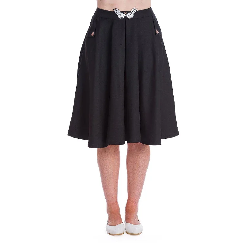 Banned Bunny Hop Skirt in Black silk skirt sleek