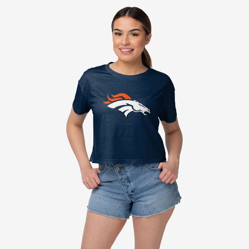 Denver Broncos Womens Alternate Team Color Crop Top Fashionable Trendy Casual