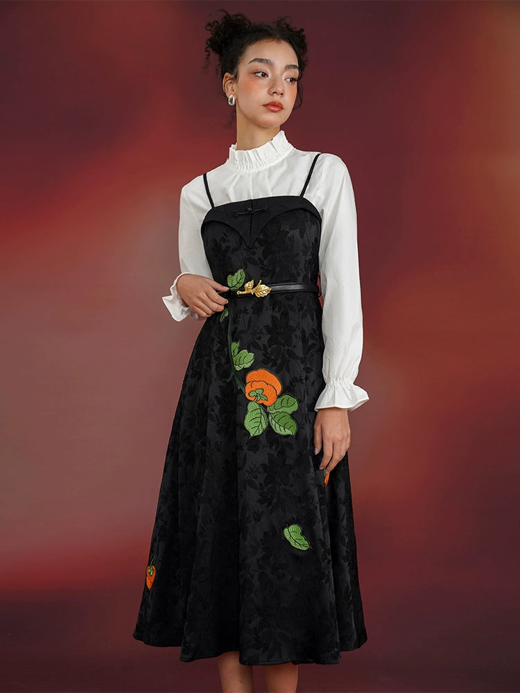 Chinese style embroidery suspender dress【s0000006530】 Tunics Chic elegant