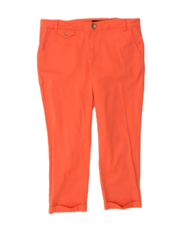 DKNY Womens Slim Cropped Trousers US 12 Large W34 L24 Orange Trousers Seasonal Trendy