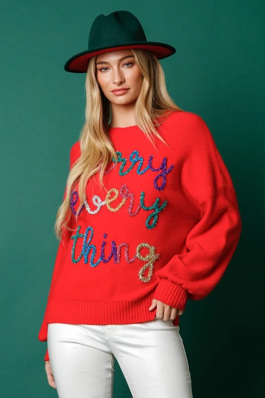 Merry Everything Red Lurex Sweater Wool Sweater Cotton Sweater Cashmere Sweater