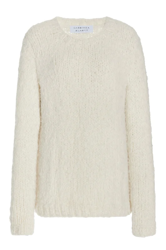 Lawrence Knit Sweater in Ivory Welfat Cashmere Anti-Pilling Anti-Shrink Durable