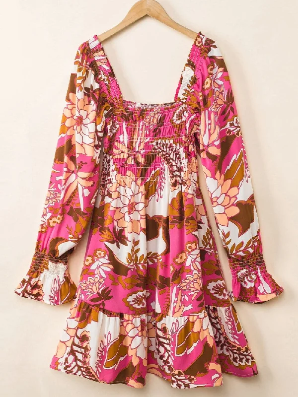 Retro Floral Print Dress