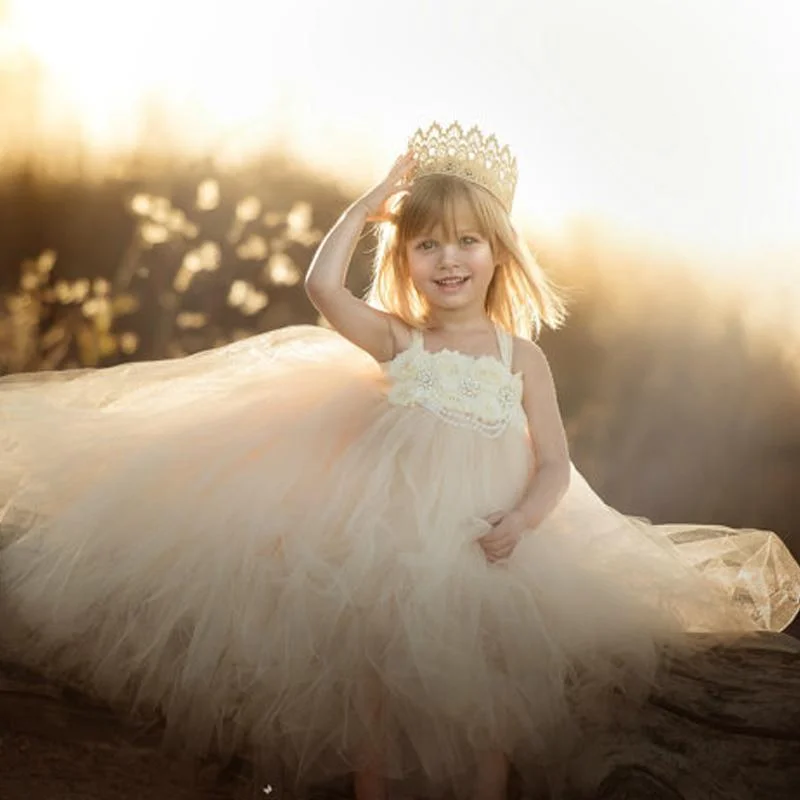 Strap Ivory Handmade Flower Girl Dresses, Affordable Lovely Tulle Tutu Dresses, FG029 Strap Ivory Handmade Flower Girl Dresses, Affordable Lovely Tulle Tutu Dresses, FG029