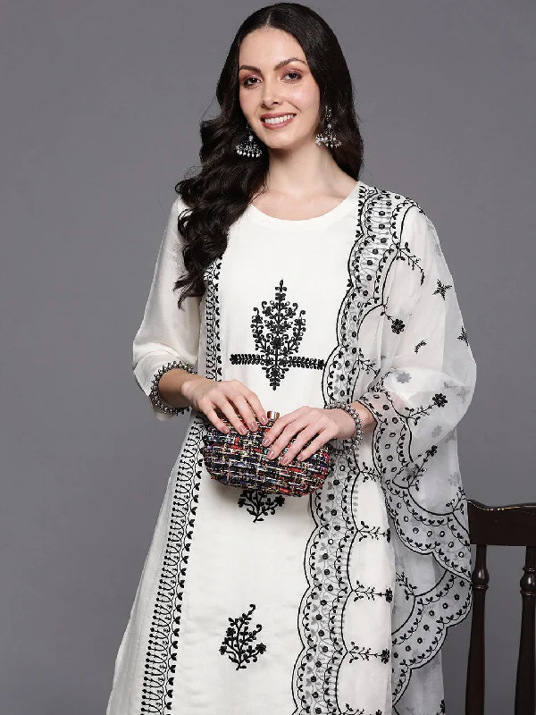 Women's Kurta With Trousers & Dupatta - Indo Era Trousers Satin Smooth