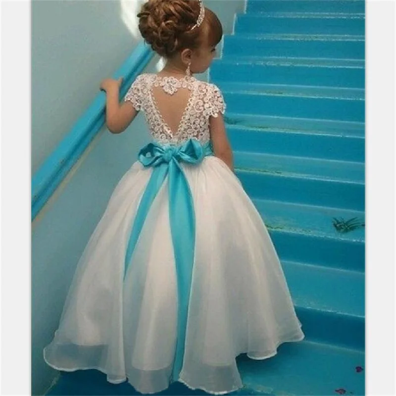 Short Sleeves Lovely Cute Lace Pretty Flower Girl Dresses with bow , Fashion Little Girl Dresses, FG103 Short Sleeves Lovely Cute Lace Pretty Flower Girl Dresses with bow , Fashion Little Girl Dresses, FG103