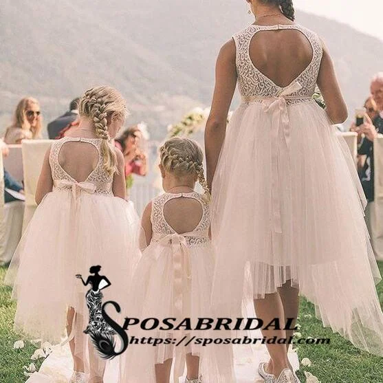 Most Popular Inexpensive Irregular Tulle Top Lace Round Neck Open Back New Arrival Flower Girl Dresses, FG117 Most Popular Inexpensive Irregular Tulle Top Lace Round Neck Open Back New Arrival Flower Girl Dresses, FG117