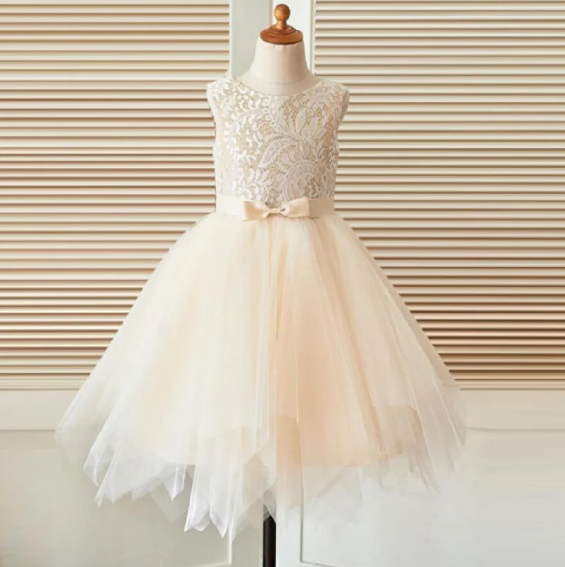 Round Neckline Lace Top Tulle Flower Girl Dresses, Affordable Little Girl Dresses, FG076 Round Neckline Lace Top Tulle Flower Girl Dresses, Affordable Little Girl Dresses, FG076