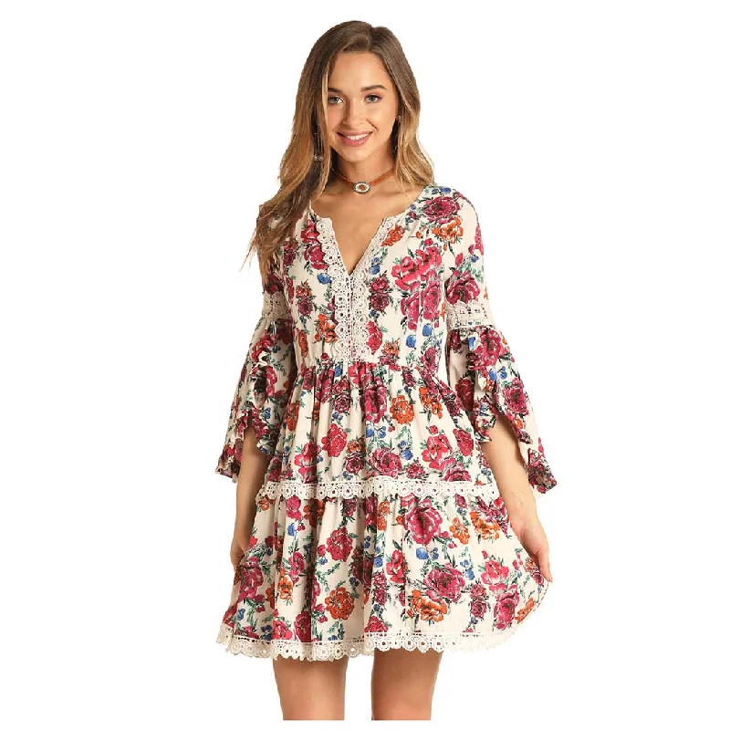 Rock & Roll Cowgirl Women's Floral Tiered Dress