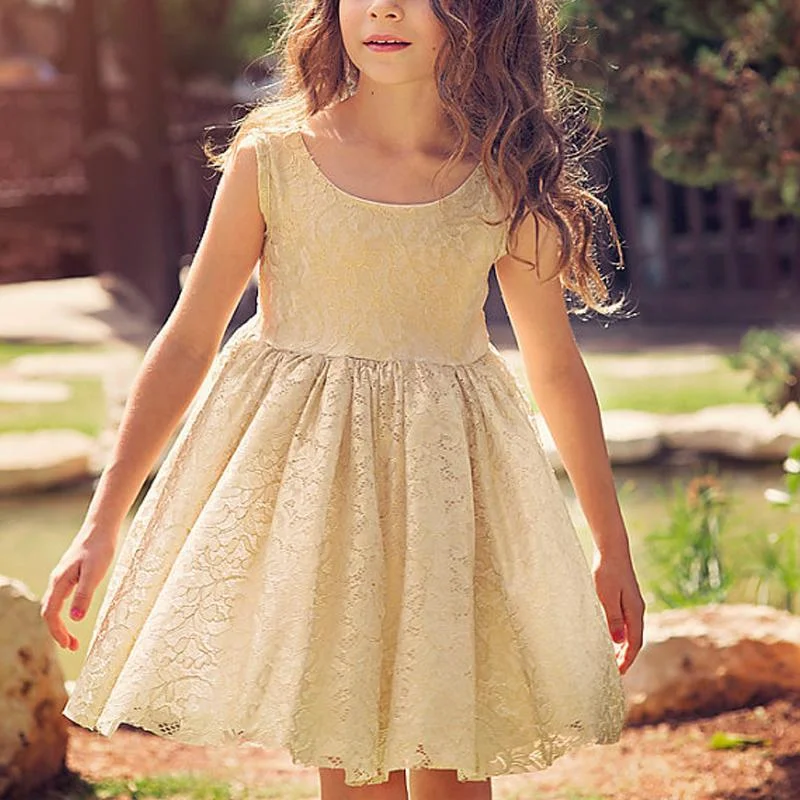 Scoop Neckline Lace A-line V-back Flower Girl Dresses, Lovely Little Girl Dresses, FG064 Scoop Neckline Lace A-line V-back Flower Girl Dresses, Lovely Little Girl Dresses, FG064