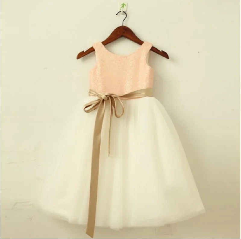 Lovely Sequin Top Tulle Pretty Flower Girl Dresses, Weding Little Girl Dresses, FGS016 Lovely Sequin Top Tulle Pretty Flower Girl Dresses, Weding Little Girl Dresses, FGS016