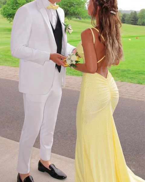 Mermaid Yellow Long Prom Dresses, Backless Yellow Prom Dresses Formal Evening Dresses Y1562 Mermaid Yellow Long Prom Dresses, Backless Yellow Prom Dresses Formal Evening Dresses Y1562