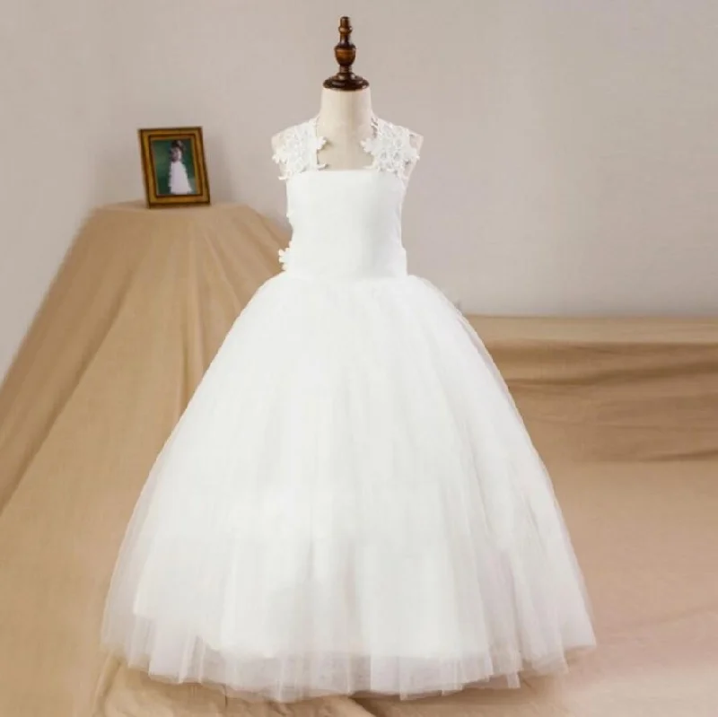 Vintage Princess Square Neck Sleeveless Criss-Cross Back Lace Flower Girl Dresses, FGS031 Vintage Princess Square Neck Sleeveless Criss-Cross Back Lace Flower Girl Dresses, FGS031