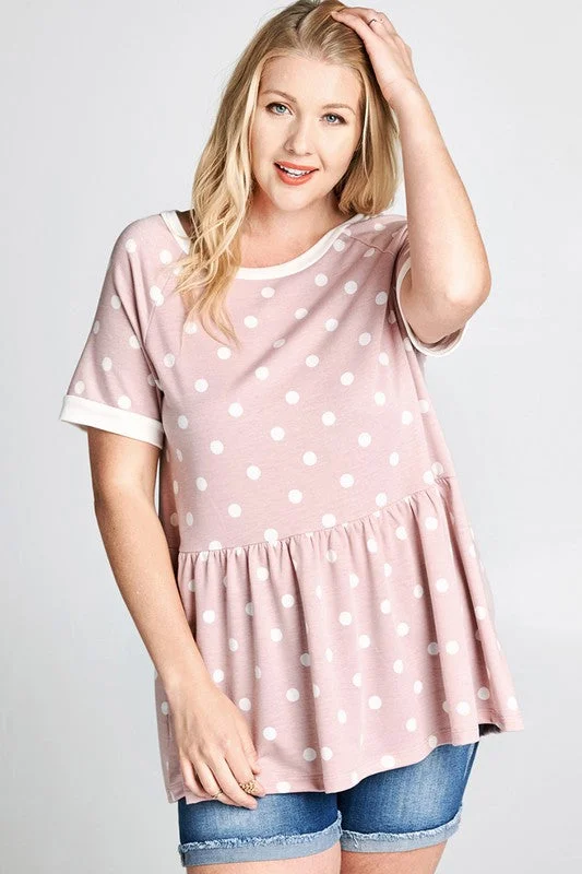 Blushing Dot Plus Size Tee Boxy Fit Fitted Loose