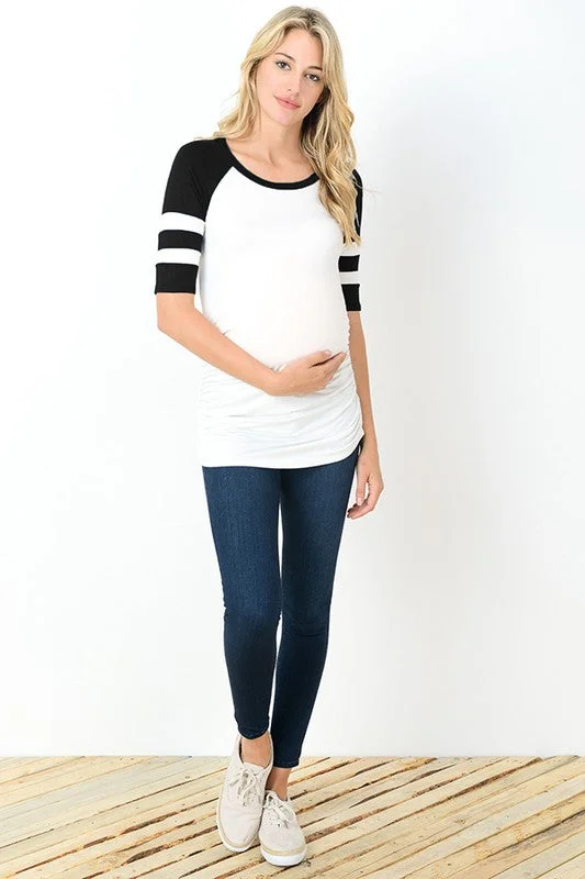 Comfy Baseball Tee Print Jacquard Patchwork