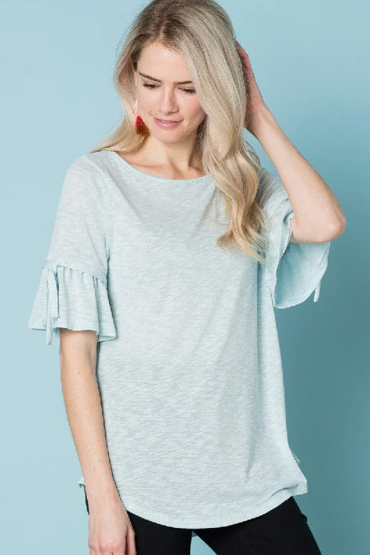 Delicate Sky Bell Tee Zippered Front Buttoned Front Snap Front