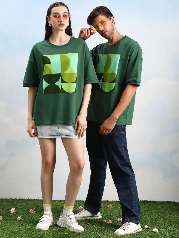 Dillinger Green Graphic Oversized Drop shoulder T-shirt Satin Fabric Silk Fabric Chiffon Fabric