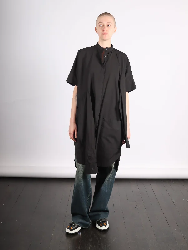 Fold Shirt in Black by Henrik Vibskov Notch Collar Peter Pan Collar Cowl Neck