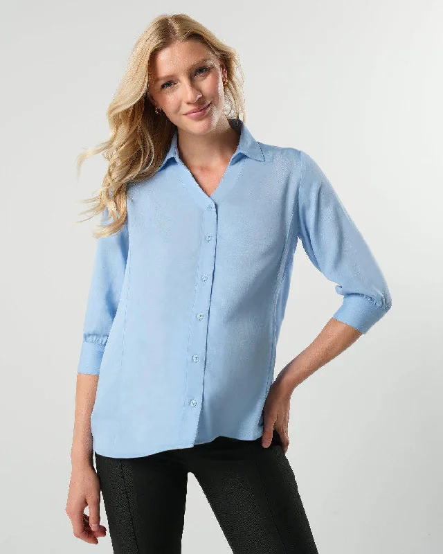 No-Gap Maternity Nursing Button Down Shirt (Regular & Petite) Zippered Front Buttoned Front Snap Front