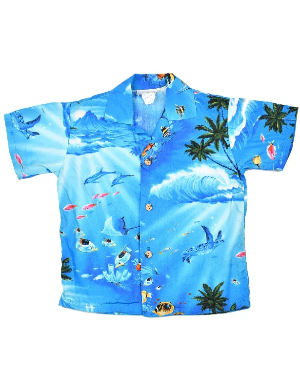 Mini Hawaiian Shirt - 4 YEARS Graphic T-Shirt Round Neck Polyester