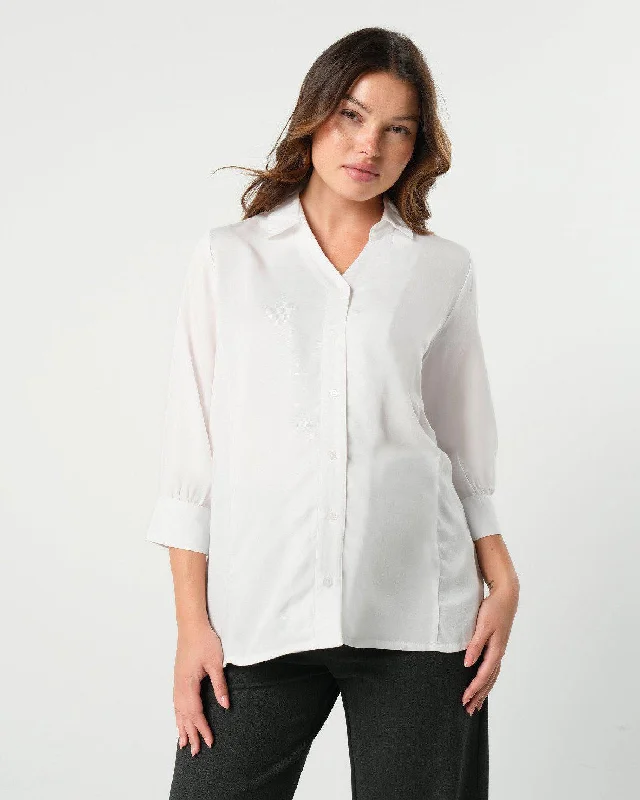 No-Gap Maternity Nursing Button Down Shirt (Regular & Petite) Fitted T-Shirt Seamless Stretchy