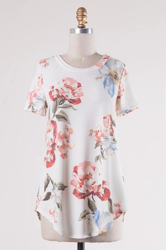 Peony Floral Tee Casual Formal Business