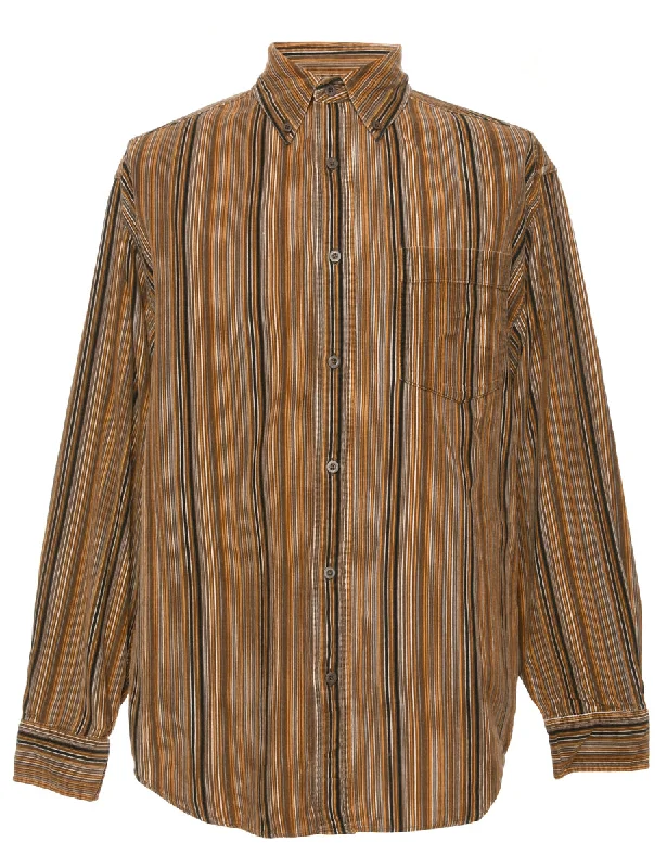 Pinstripes Corduroy Shirt - M Wool Fabric Cashmere Fabric Tweed Fabric