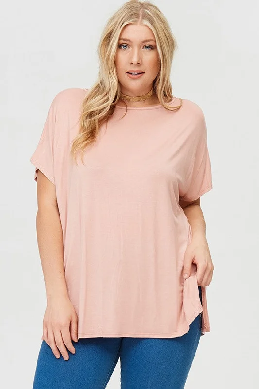 Solid Jersey Tee Plus Size Fitted T-Shirt Seamless Stretchy