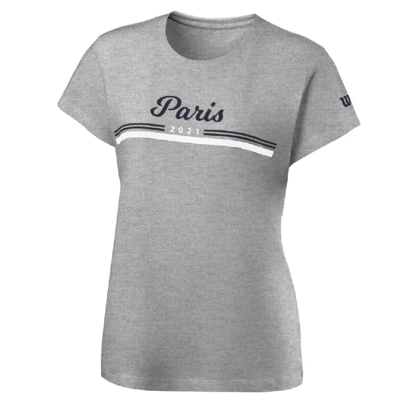 Wilson Women's Paris 2021 Tech Tee (Grey) Graphic Embroidered Appliqued