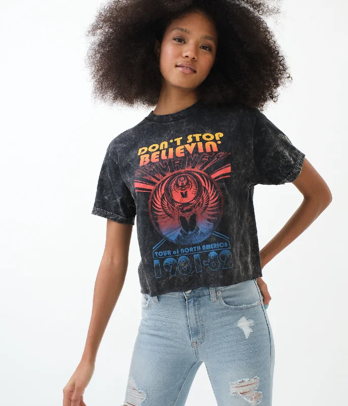 Aeropostale Journey Don't Stop Believin' Tour Washed Graphic Tee*** Seamless Knitted Crochet