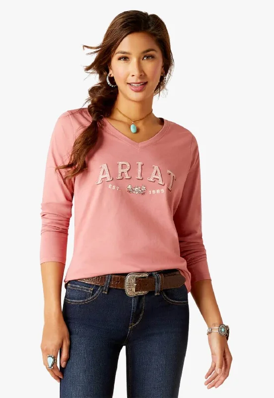 Ariat Womens Flora Long Sleeve T-Shirt Chenille Blend Fleece Blend Nylon Blend