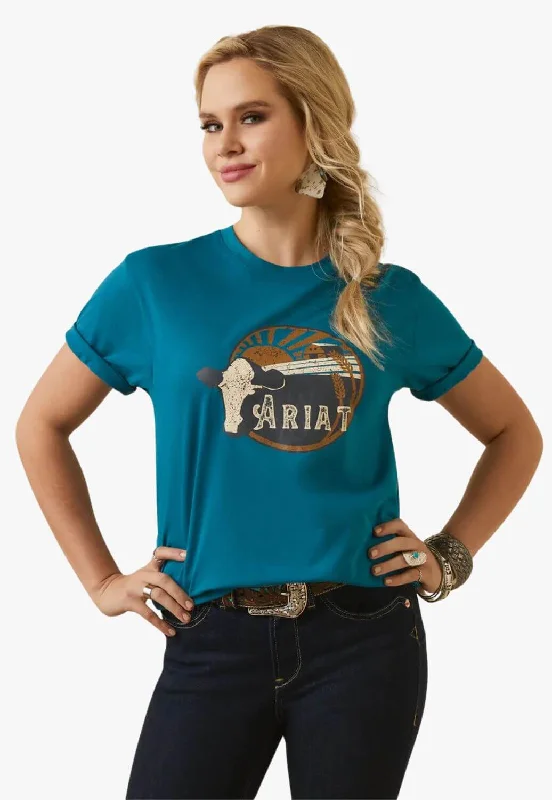 Ariat Womens Heatland T-Shirt Silk Blend Satin Velvet