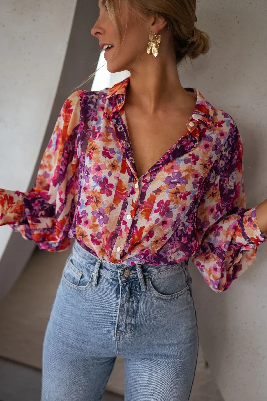 Floral Fauve Shirt Iron Safe Non-Iron Wrinkle Free