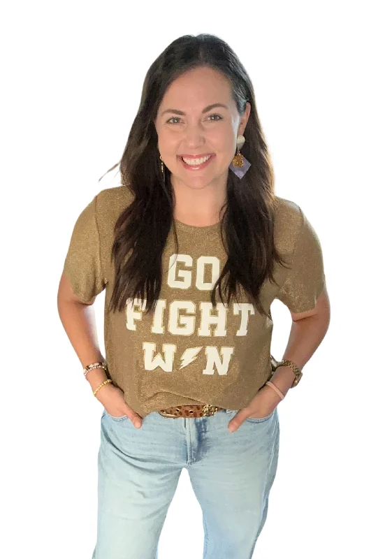 GO FIGHT WIN Sparkle Signature Tee Boxy Fit Fitted Loose