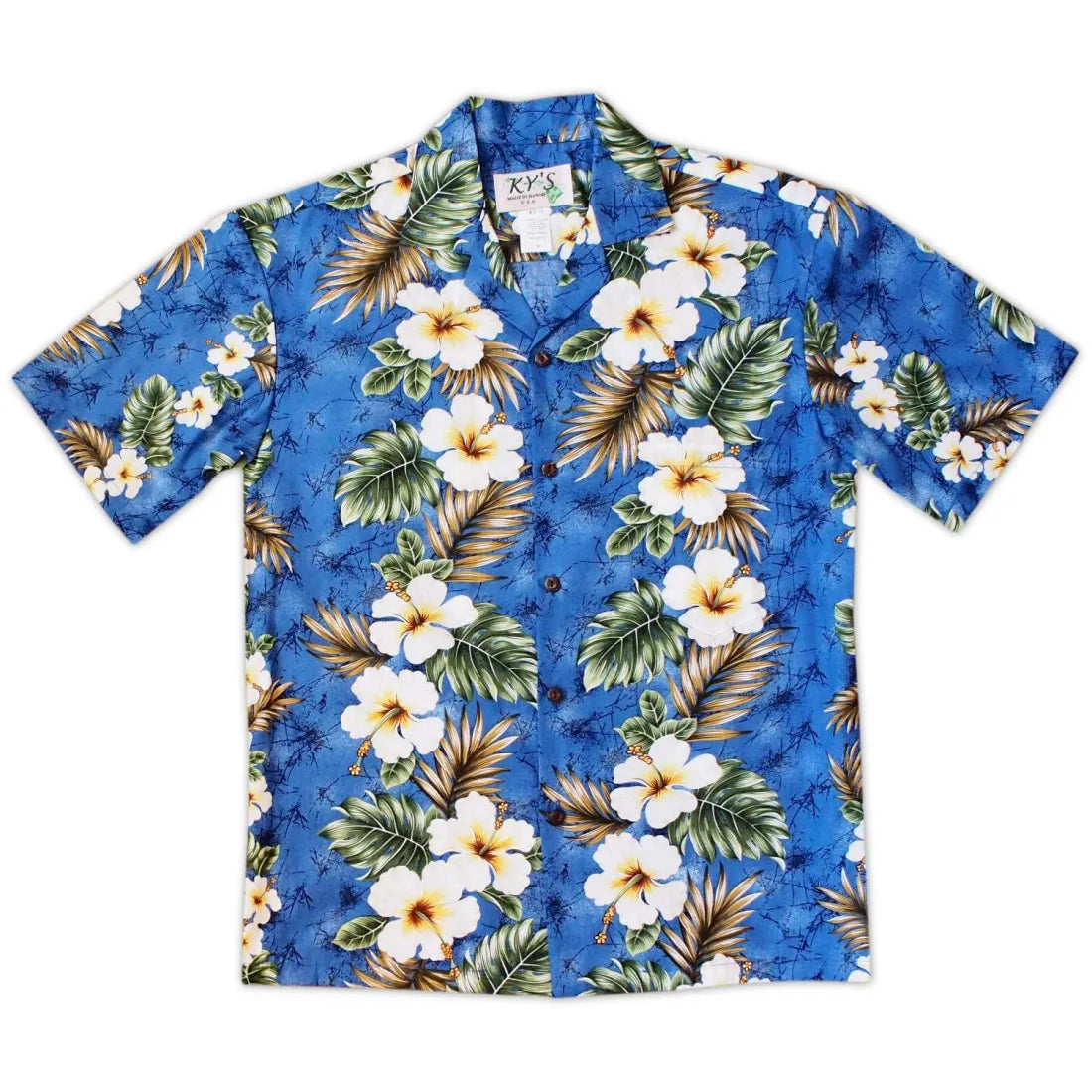 Hanauma Blue Hawaiian Cotton Shirt Print Jacquard Patchwork