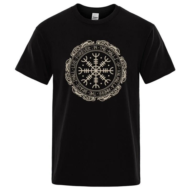 Helm of Awe Graphic Norse Symbol T-Shirt Lace Blend Ribbed Blend Corduroy Blend